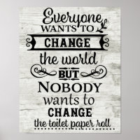 White Wood Look Change the Toilet Paper Bathroom