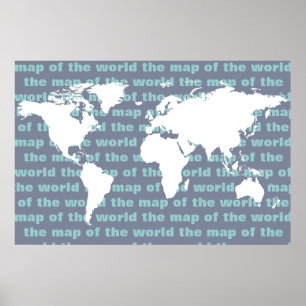 Pôster white worldmap - typography design