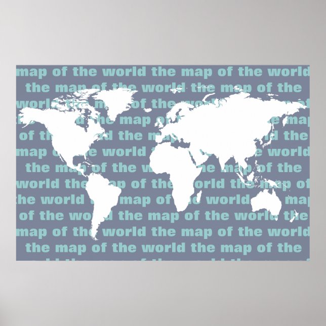 Pôster white worldmap - typography design (Frente)
