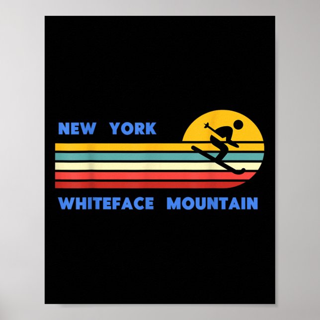 Poster Whiteface Mountain New York Skiing Skier Ski Retro (Frente)