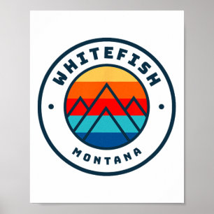 Poster Whitefish Montana esquiando família Snowboard T