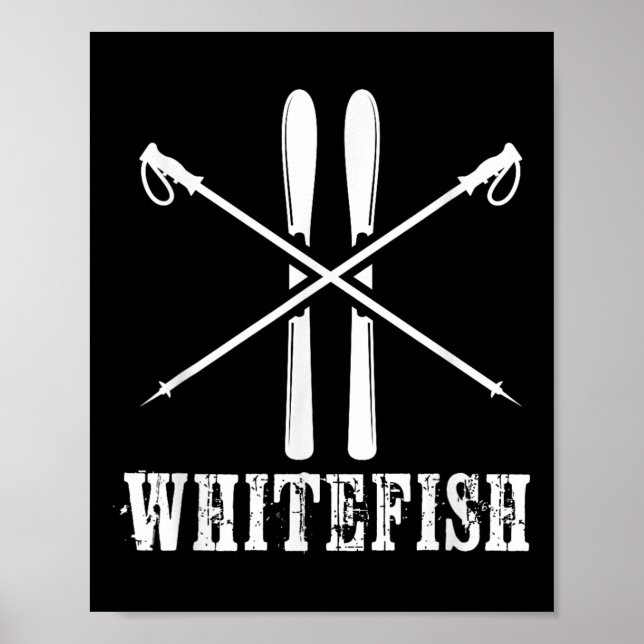 Poster Whitefish Mountain Ski Skier Skiing Nordic Alpine  (Frente)