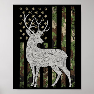 Poster Whitetail Buck Deer Caçando A Camuflagem Americana