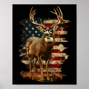 Poster Whitetail Buck Deer Hunting 4 De Julho Americano