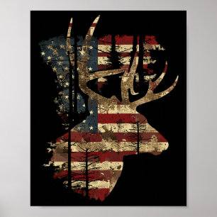 Poster Whitetail Buck Deer Hunting 4 De Julho Americano