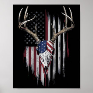 Poster Whitetail Deer Hunter American Flag Usa Design Buc