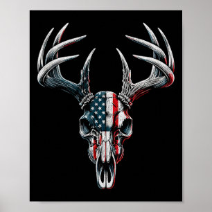 Poster Whitetail Deer Hunting - Bandeira Americana Em Buc