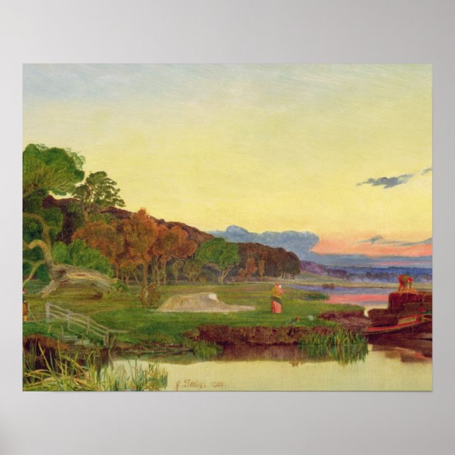 Poster Whitlingham, Norfolk, 1860 (óleo na canvas) (Frente)