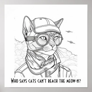 Poster Who says cats can't reach the meow-n? Funny cat