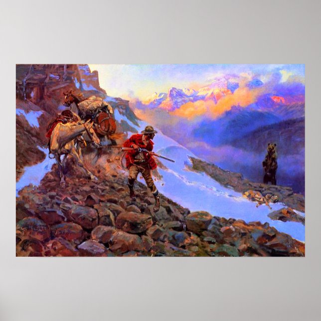 Poster Whose Meat Man vs Grizzly Charles Marion Russell  (Frente)