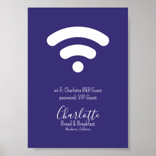 Poster Wi-Fi Acesso moderno e roxo branco simples