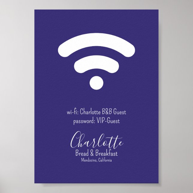 Poster Wi-Fi Acesso moderno e roxo branco simples (Frente)