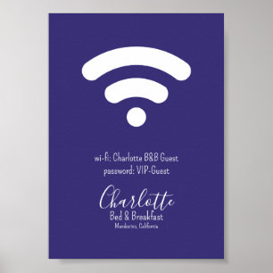 Poster Wi-Fi Acesso moderno e roxo branco simples