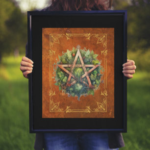 Poster Wiccan Forest Pentagram Arte Digital