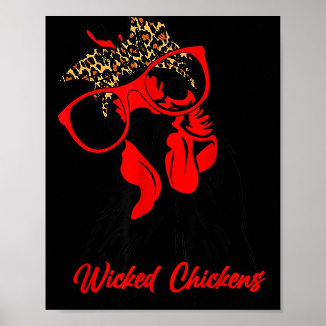 Poster Wicked Chickens Lay Deviled Egg Funny Rooster Chic (Frente)
