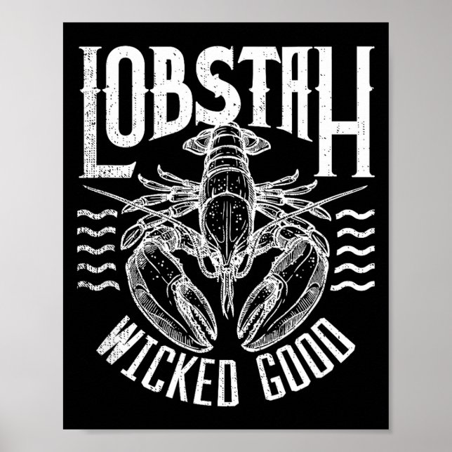 Poster Wicked Good Lobstah Funny Maine Boston Cape Cod Lo (Frente)