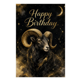 Pôster Widder Happy Birthday Sternzeichen Design