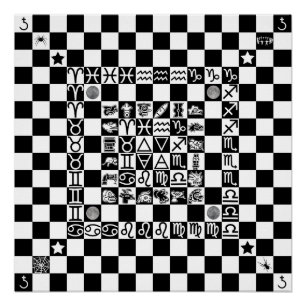 Pôster Widdershins Enochian Aztec Magic Ritual Chessboard