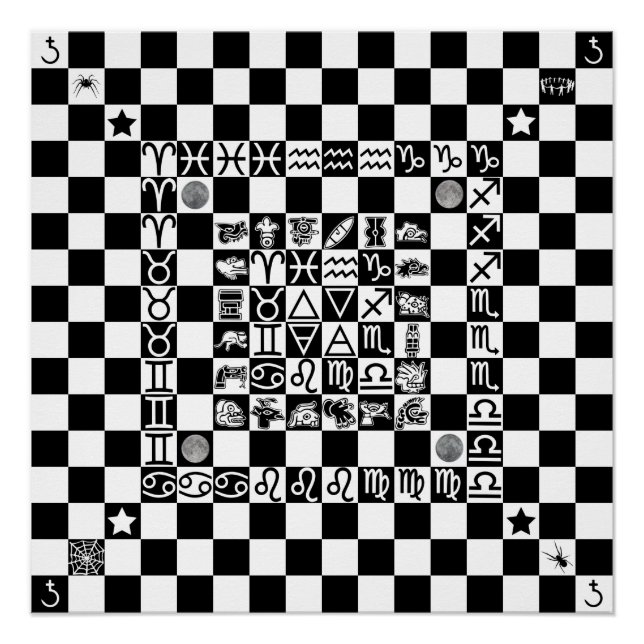 Pôster Widdershins Enochian Aztec Magic Ritual Chessboard (Frente)