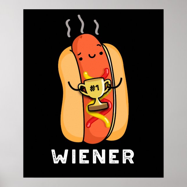 Poster Wiener Funny Sausage Pun Dark BG (Frente)