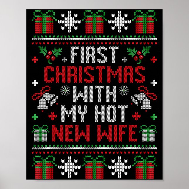 Poster Wife Husband First Christmas Just Married Christma (Frente)