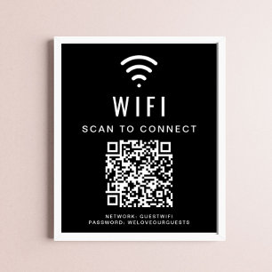 Poster Wifi Network Scan to Connect QR Code Black (Verifi