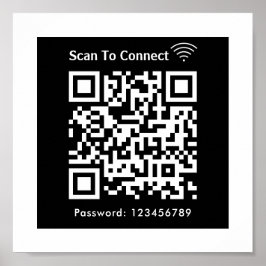 Poster Wifi Scan To Connect Password Qr Code Black (Verif