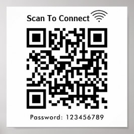 Poster Wifi Scan To Connect Password Qr Code White