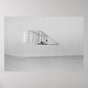 Pôster Wilbur Wright no deslize nivelado