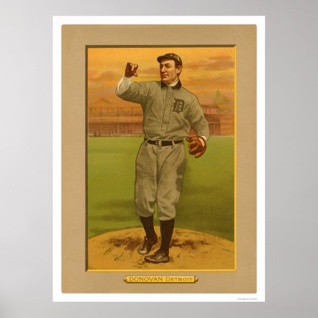 Pôster Wild Bill Donovan Tigers Baseball 1911 (Frente)