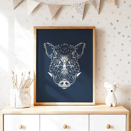 Poster Wild Boar | Muro de muro selvagem do boar floresta