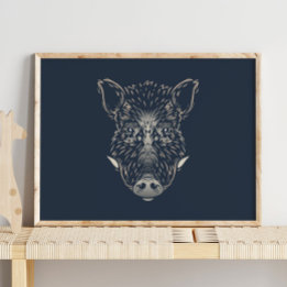 Poster Wild Boar | Muro de muro selvagem do boar floresta