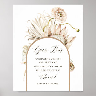 Poster Wild Boho Protea Pampas Grass Bar Aberto
