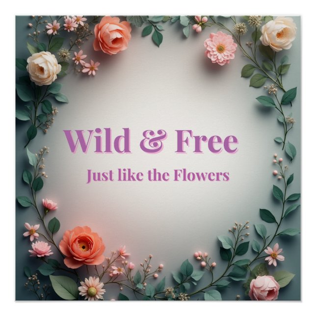 Pôster  Wild & Free Floral Line Art | Boho Minimal Design (Frente)