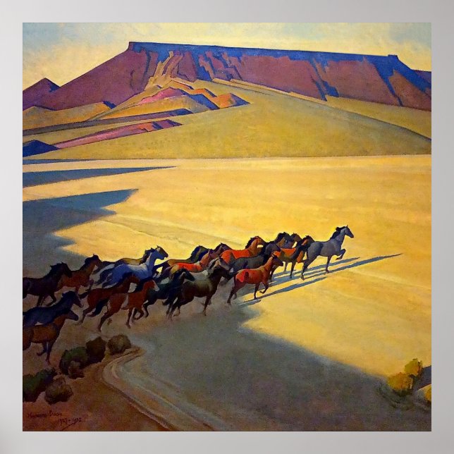 Poster "Wild Horses of Nevada", por Maynard Dixon (Frente)