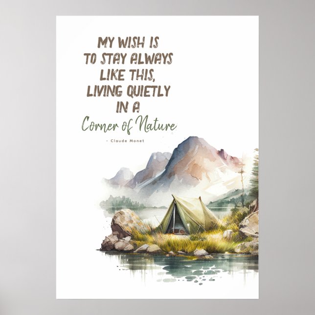 Poster Wild Nature Living Inspirou Acampamento Cotes Post (Frente)
