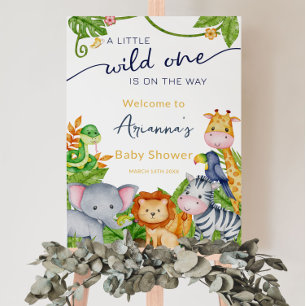 Poster Wild One no Way Zoo Jungle Chá de fraldas Bem-vind