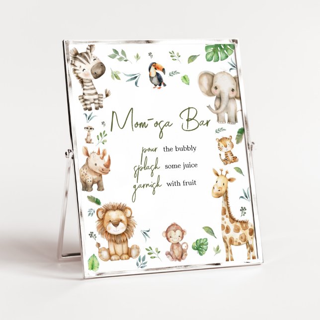 Poster Wild One Safari Mãe Bar Osa (Little Wild One Safari Animals Baby Shower Mom Osa Bar Sign)