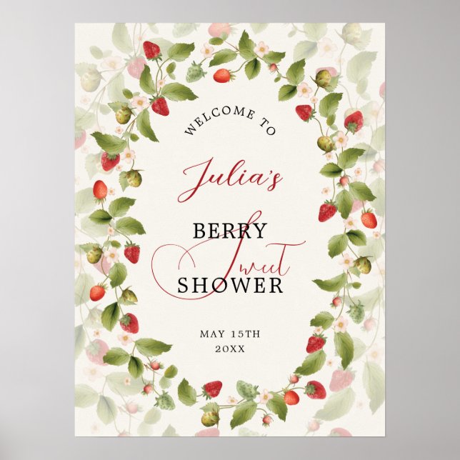 POSTER WILD STRAW BERRY SWEET BABY SHOWER (Frente)