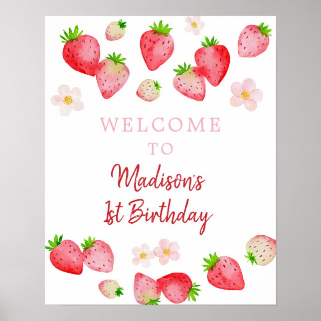 Poster Wild Strawberry Berry Sweet Birthday (Frente)