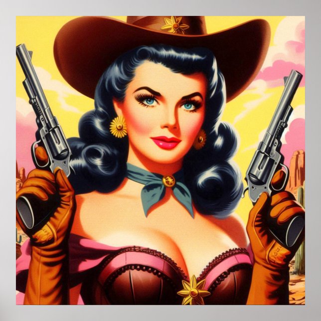 Poster Wild West Pin-up (Frente)