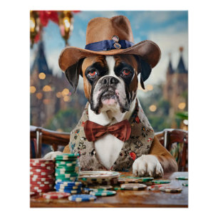 Pôster Wild West Willy, Boxer jogando pôquer