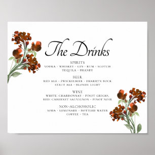 Poster Wildbloom   Menu de Bebidas Boêmio Terracota Laran
