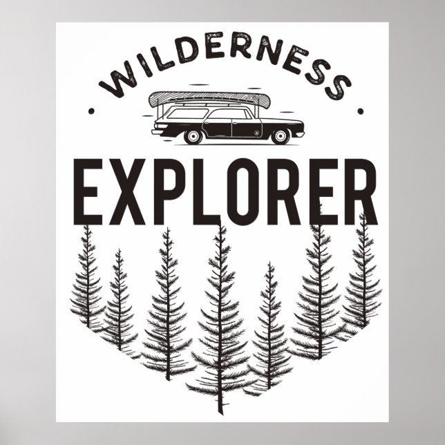 Poster Wilderness Explorer Station Wagon Canoe Trees (Frente)