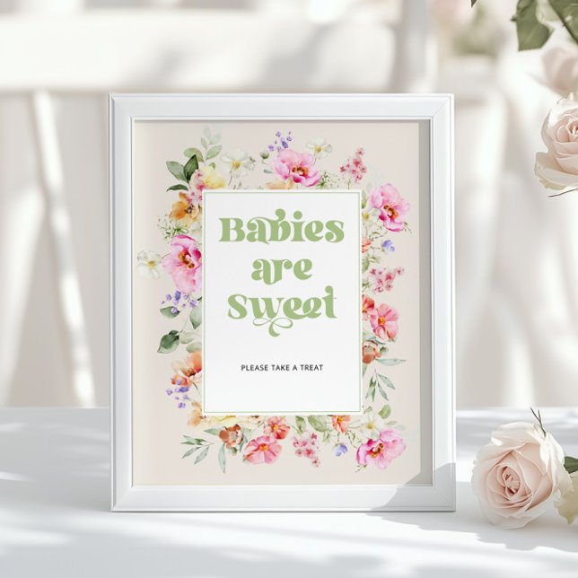 Poster Wildflower  Babies are sweet pink sage Baby Shower (Criador carregado)