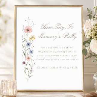 Poster Wildflower Baby Shower How Big Is Mommy's Belly