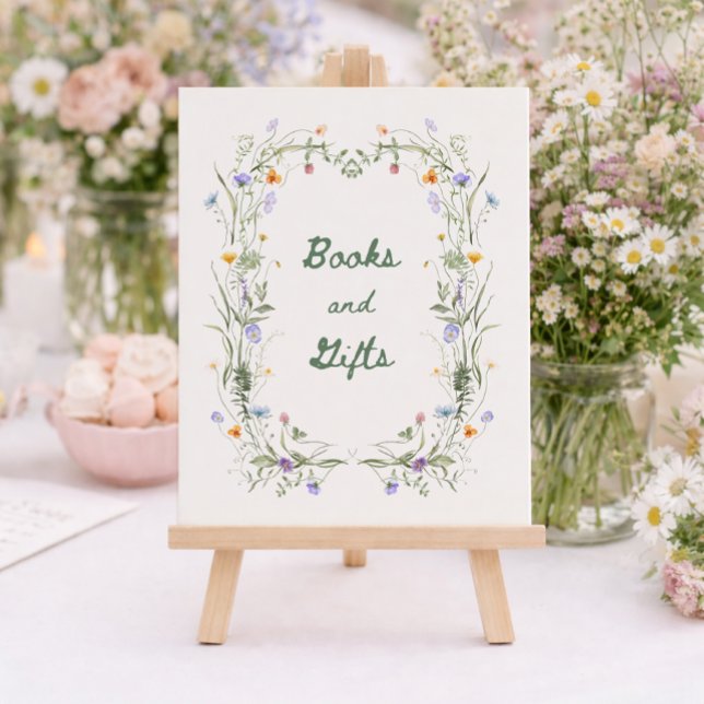 Poster Wildflower Books and Gifts Baby Shower Table Sign (Criador carregado)
