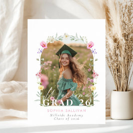 Poster Wildflower Bow Graduation party Photo Welcome