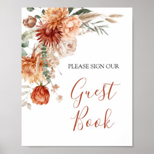 Poster Wildflower Call in Love Chá de fraldas Guest Book