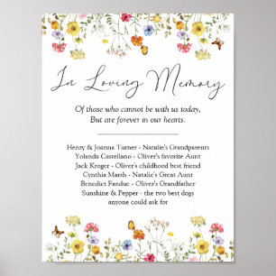 Poster Wildflower In Loving Memory Memorial Wedding Sign